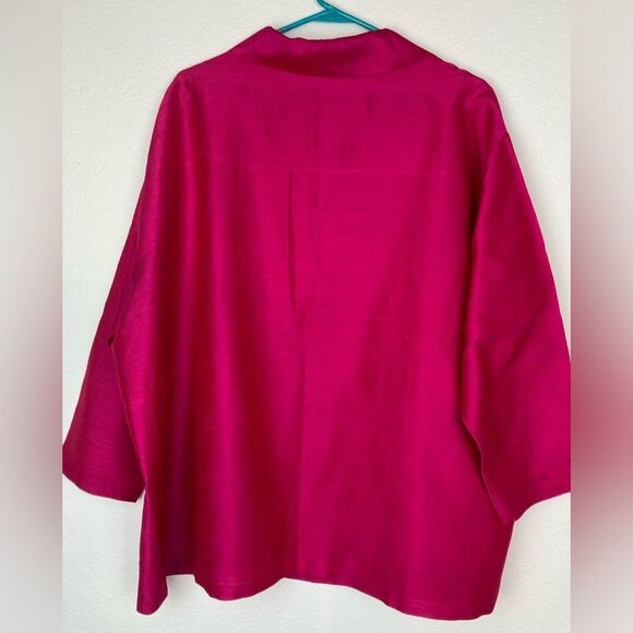 Italian pure silk 3/4 sleeve elegant boxy jacket w/pockets, shell buttons - Picture 13 of 13